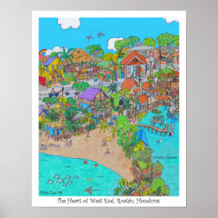 Västerns hjärta #6, Roatan, Honduras Poster