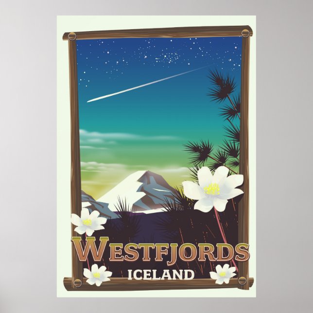 Västfjordarna Island reseinformation affisch (Framsidan)