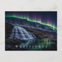 Västfjordarnas vattenfall och fjord Island Aurora