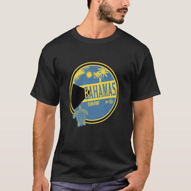Västindien Bahamas Bimini Vintage Vacation Tropica T Shirt (Framsida)