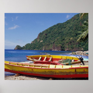 Västindien, BWI, St. Lucia, Sailcraft, Soufriere. Poster