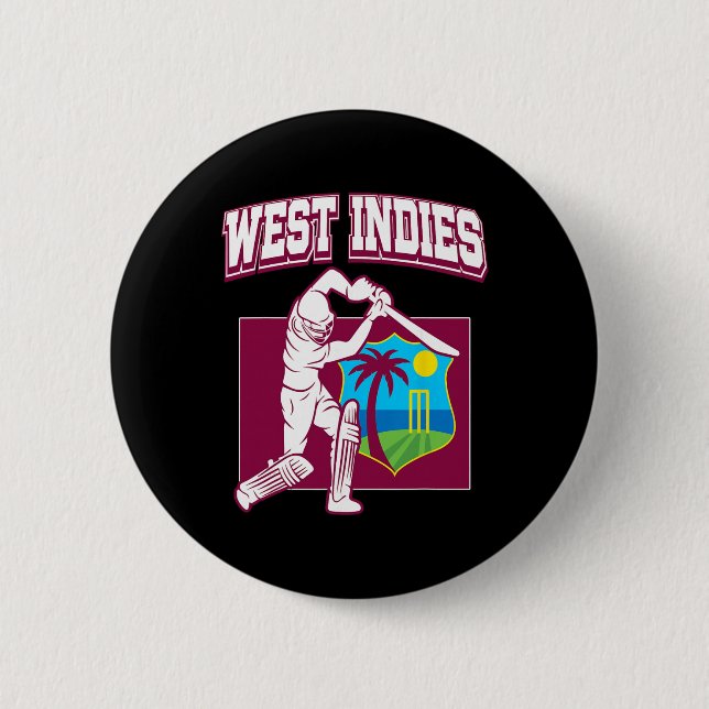 Västindien Cricket Fan Cool karibisk cricket-stöd Knapp (Framsida)