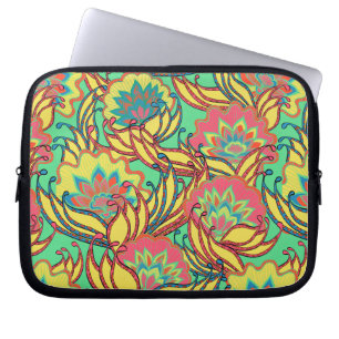 Västindien Färg Boho Blommönster Laptop Fodral