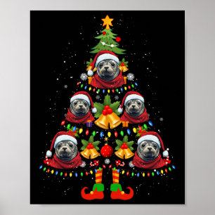 Västindien Munk Seal Hund Santa Hat Julgran X Poster
