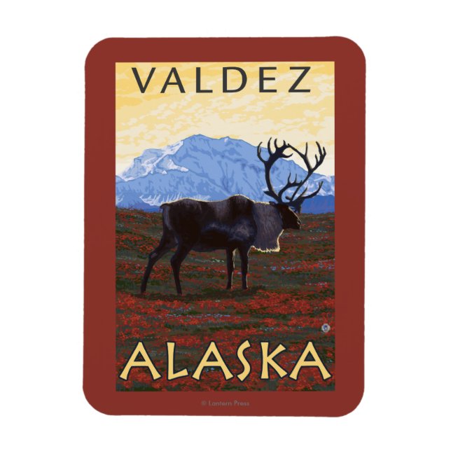 Västindien - Valdez, Alaska Magnet (Vertikal)