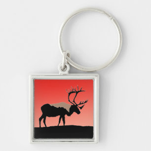Västindien vid Sunset - Original Wildlife Art Fyrkantig Silverfärgad Nyckelring