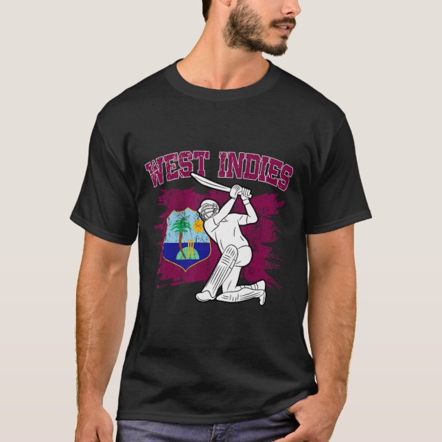 Västindisk cricketfantast Västindisk cricket-suppo T Shirt (Framsida)