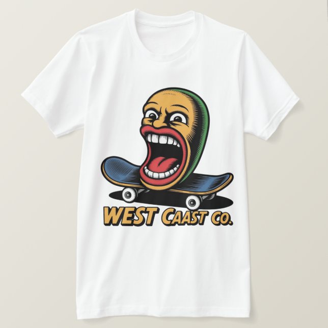 Västkust Skateboard Konst T Shirt (Design framsida)