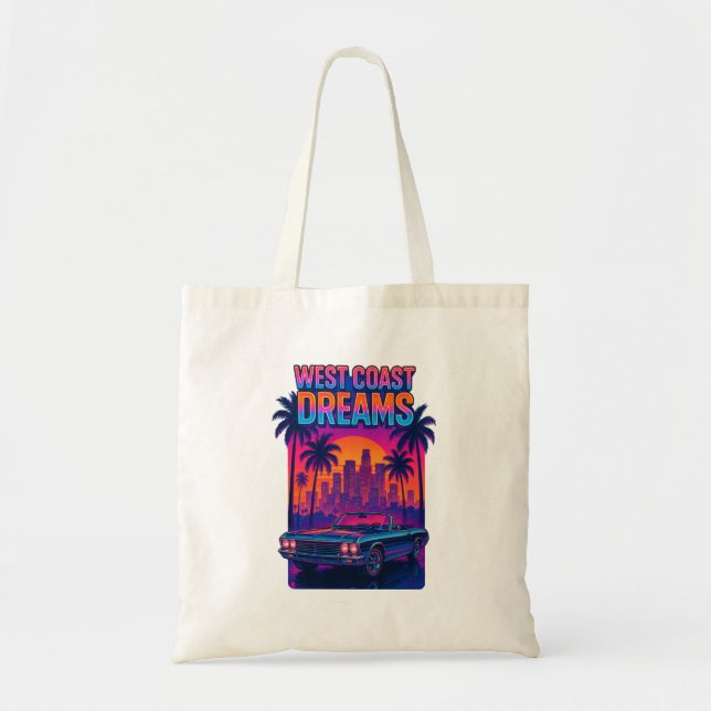 Västkustdrömmar – 1980-tals Synthwave Retro Tygkasse (Framsidan)