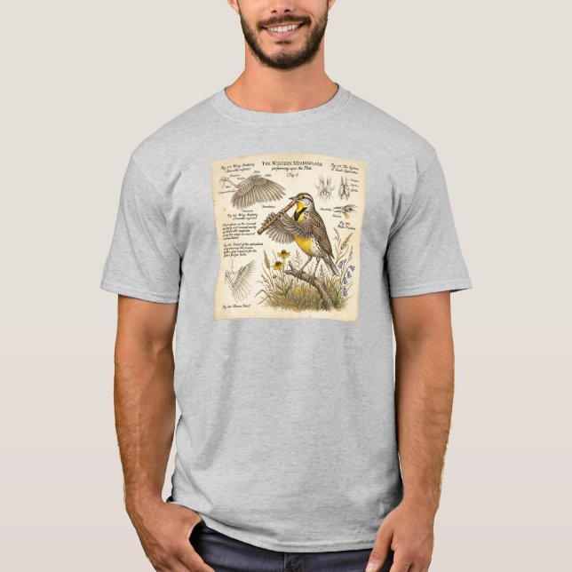 Västlig ängstrupssångare som spelar flöjt – Rolig  T Shirt (Framsida)