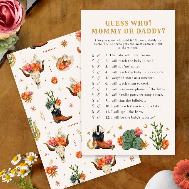 Västlig Gissa vem-spel (Western Theme Guess Who Game Card by Painted Paperie
)