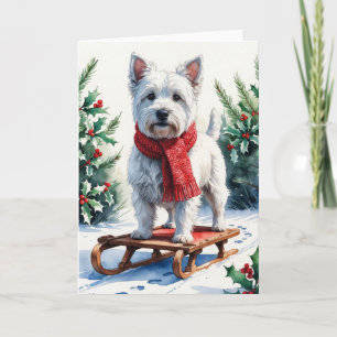 Västlig Highland-vit Terrier på slädvattenkonst Kort