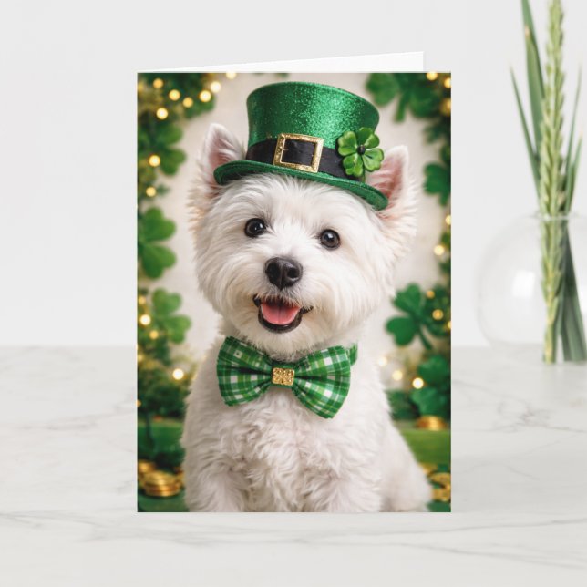 Västlig Highland-vit Terrier St. Patrick's Day-kor Kort (Framsida)