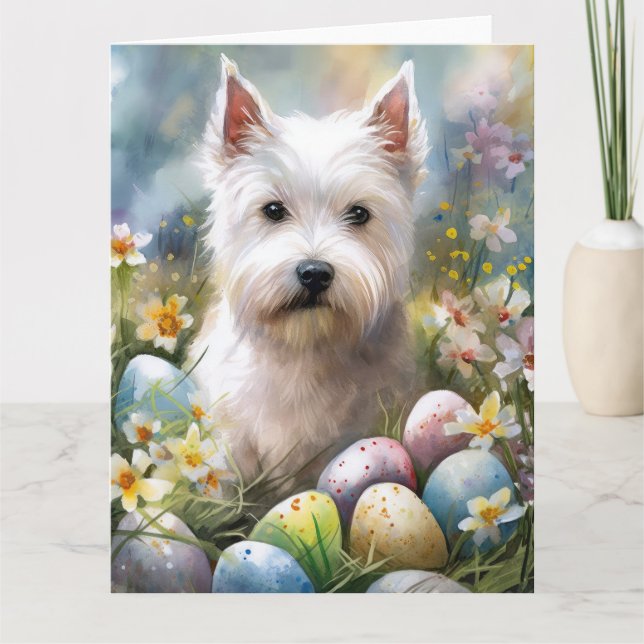 Västlig Highland White Terrier Påskägg Högtid Kort (Framsida)