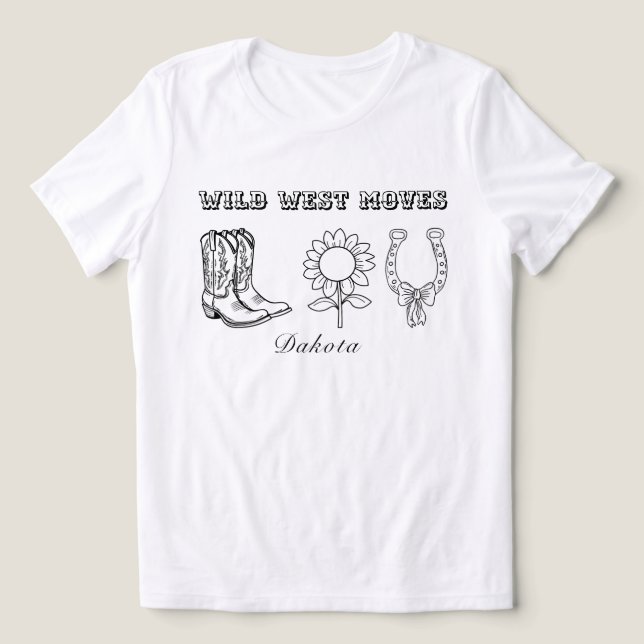 Västlig Wild West Moves Svart-vit T-shirt (Design Framsida)