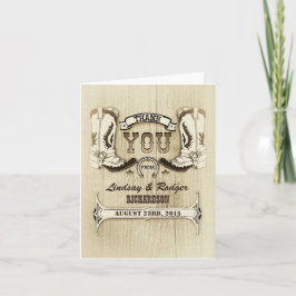 västliga bröllop cowboy skor tack kort