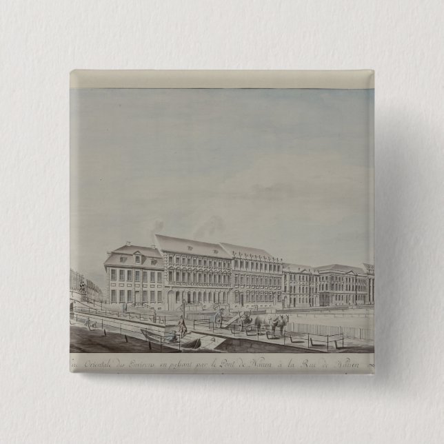 Västra aspekt av Wilhelmsplatz, c.1773 Knapp (Framsida)