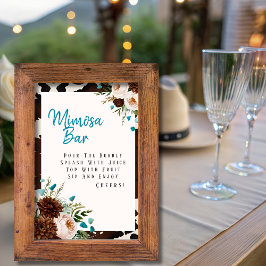 Västra Boho Vilda Blommor Turkos Mimosa Barskylt Inbjudningar