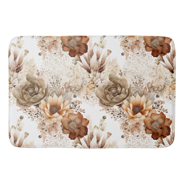 Västra Brun Crème Sydväst Floral Badrumsmatta (Framsidan)