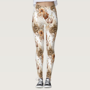 Västra Brun Creme Sydväst Floral Leggings