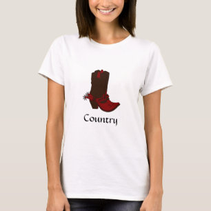 Västra bruna stövlar t shirt