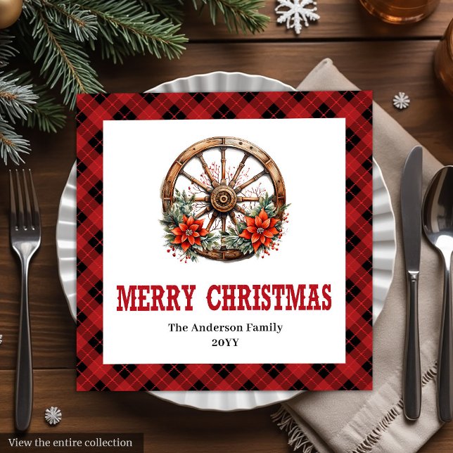 Västra buffelmönstrade servetter festlig höstuppsä (Western buffalo plaid napkins festive holiday set

)