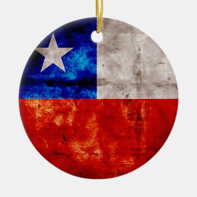 Västra Chile Flagga Julgransprydnad Keramik (Framsidan)