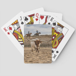 Västra cowboys med Longhorn-nötkreatur Casinokort