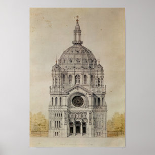 Västra facade av kyrkan av St. Augustin Poster