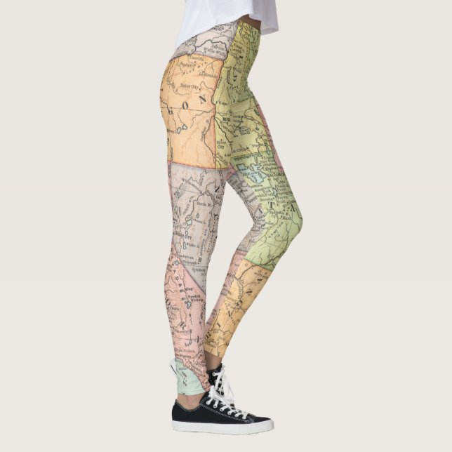 Västra Förenta Staterna Antik Karta Leggings (Höger)