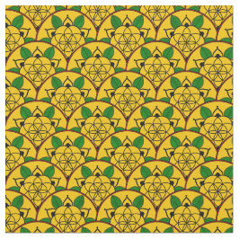 Västra Guld Gult Circular African Mönster Tyg