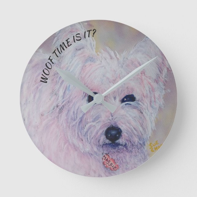 VÄSTRA HÖGLANDS- TERRIER FÖR VIT RUND KLOCKA (Framsida)