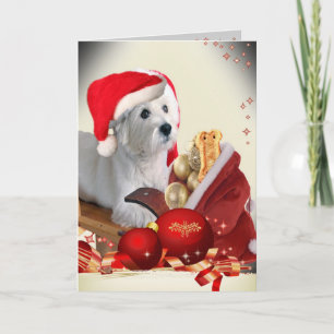 Västra höglands- Terrier med Santas fester Helgkort