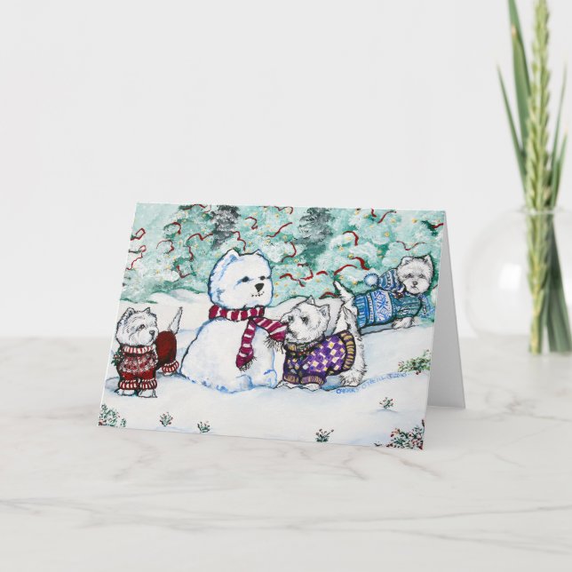 Västra höglands- vitTerriersnögubbe Helgkort (Framsida)