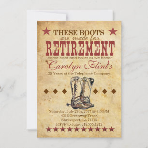 Västra inbjudan till pensionering – Cowboy Boots-t