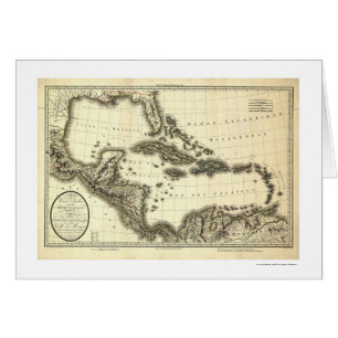 Västra Indies & bukt av den Mexico kartan 1806 Hälsningskort