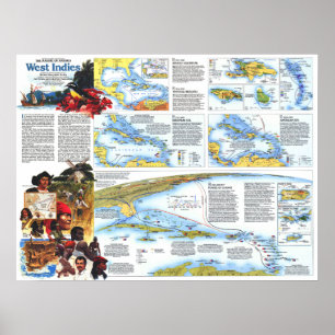 "Västra Indies: Tropisk paradiskarta 1987 för MOA… Poster