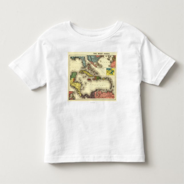 Västra IndiesPanoramic MapWest Indies Tee Shirt (Framsida)