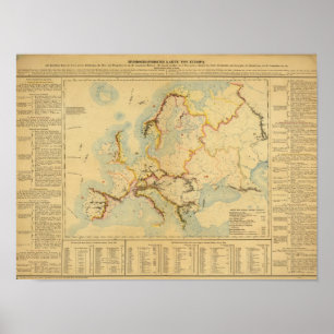 Västra karta i Europa Poster