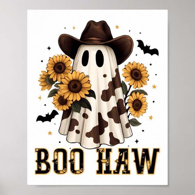 Västra Ko Fläck Spöklik Spöke Boo Haw Poster (Framsidan)