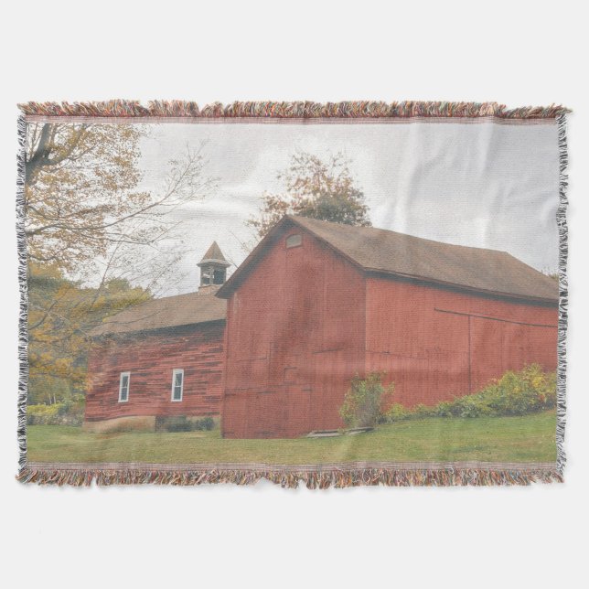 Västra Mass Big Red Barn på hösten Filt (Framsidan)