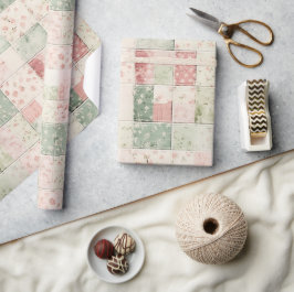 Västra Mint Rosa Blommiga Quiltmönster Presentpapper
