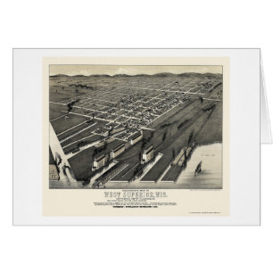 Västra överman, panorama- karta för WI - 1887 Hälsningskort