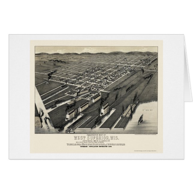 Västra överman, panorama- karta för WI - 1887 Hälsningskort (Framsidan Horizontal)