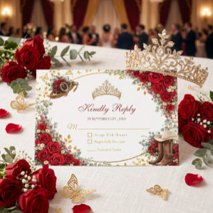 Västra Röda Rosor Guld Country Quinceañera OSA Kort