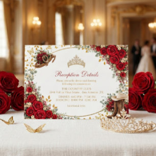 Västra Röda Rosor Guld Country Quinceañera Tilläggskort