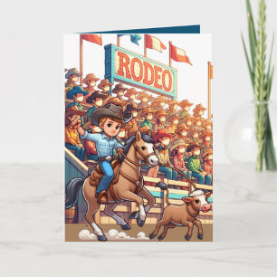 Västra Rodeo Cowboy Kalvrepning Anpassad Kort