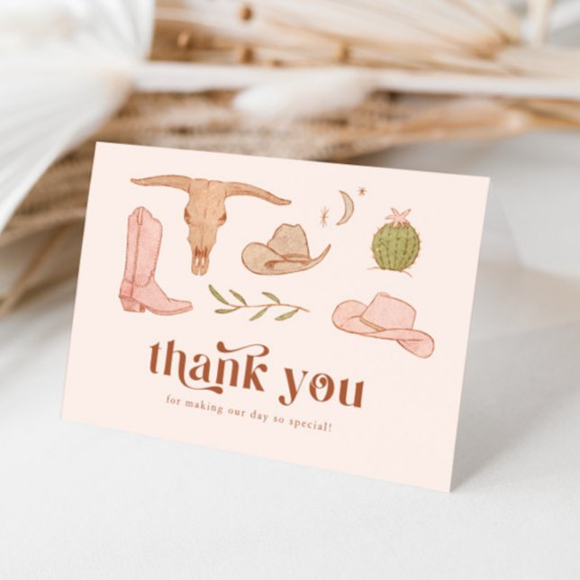 Västra rosa bröllopsfest tackkort (Skapare uppladdad)