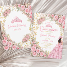 Västra Rosa Rosor Guld Fjäril Quinceañera