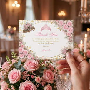 Västra rosa rosor Gylden Country Quinceañera Tack Kort